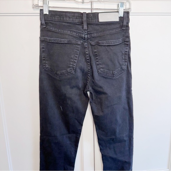 Re/Done Comfort Stretch High Rise Ankle Crop In Black 25 Y2K Grunge Punk - Picture 9 of 15